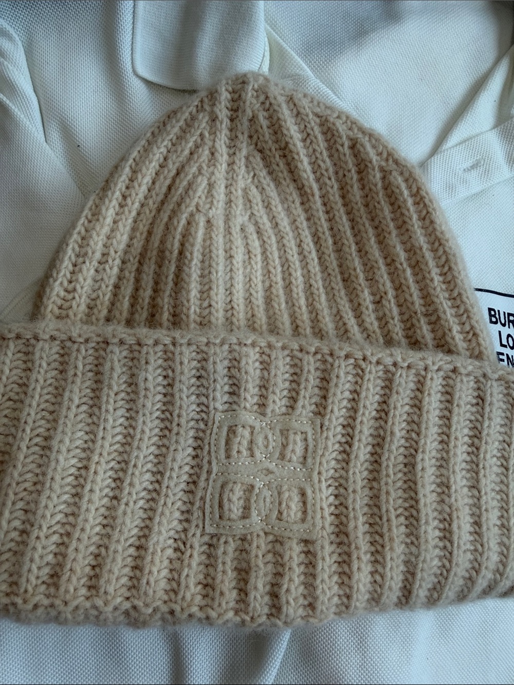 Men's Knit Beanie Hat in Beige